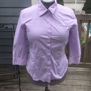 Lavender fitted stretch button front shirt size 16